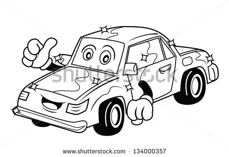 Black and White Cartoon Race Cars