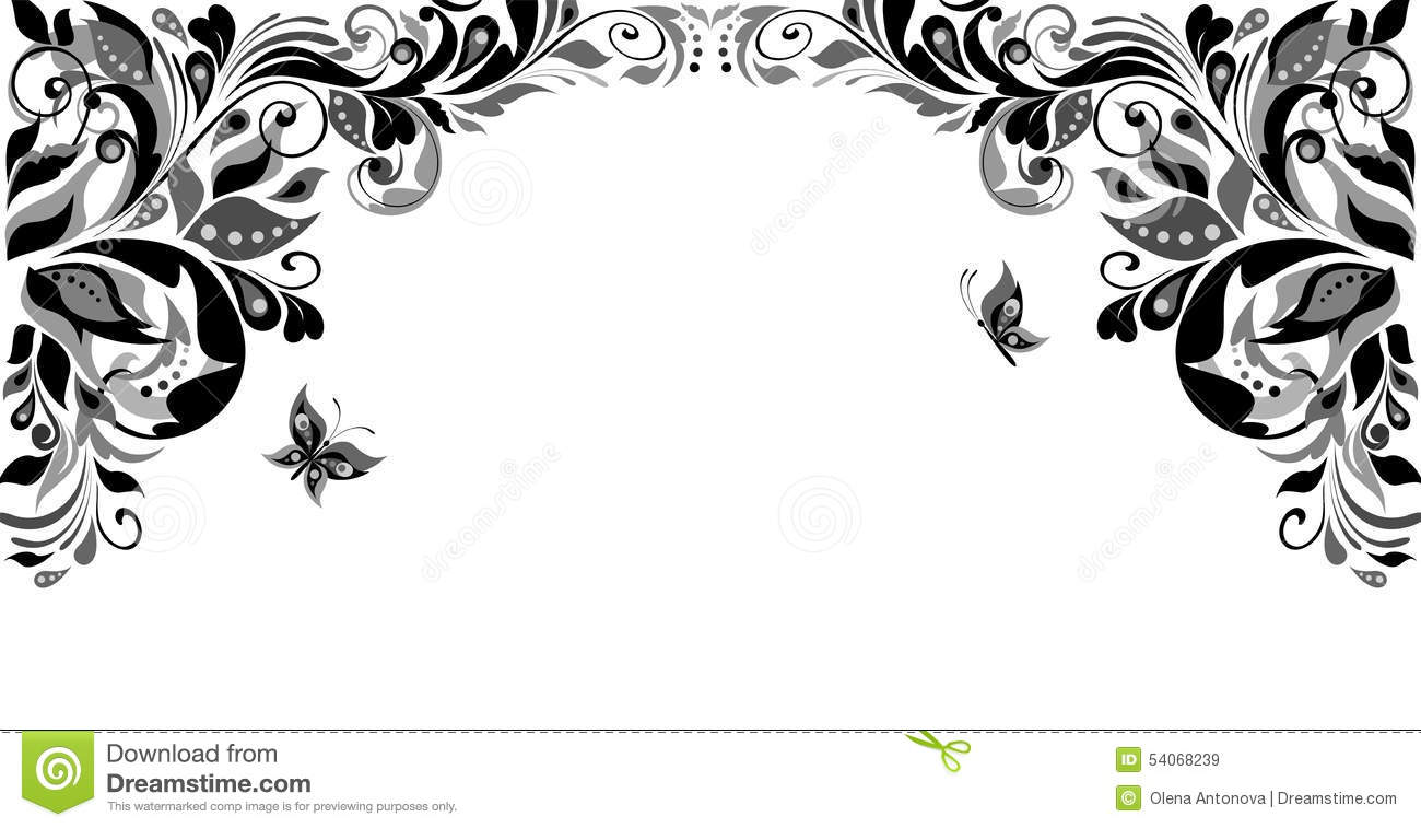 Black and White Flower Borders