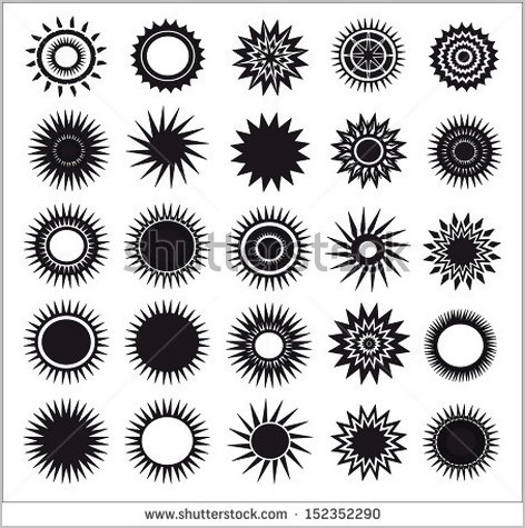 Black and White Sun Vector