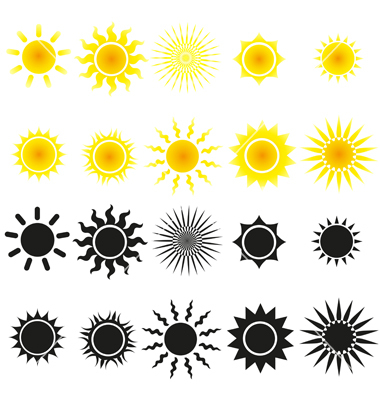 Black and White Sun Vector