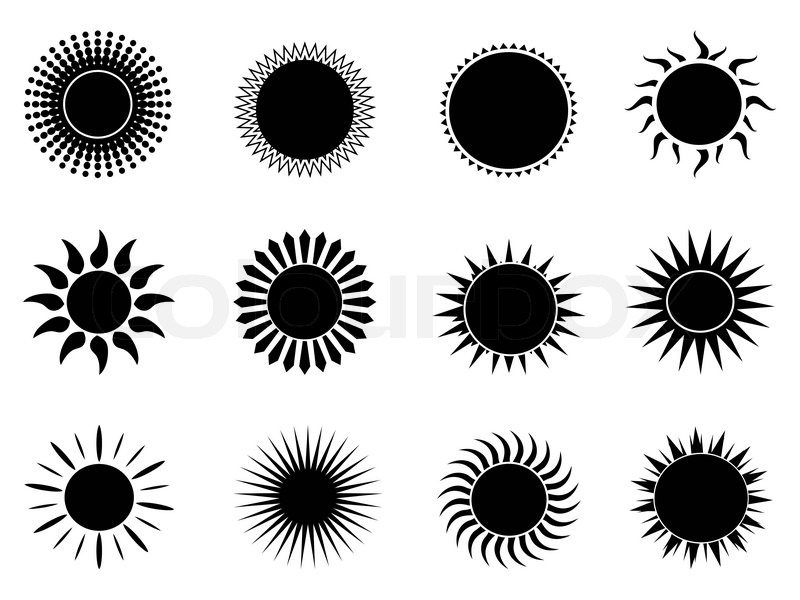 Black and White Sun Vector