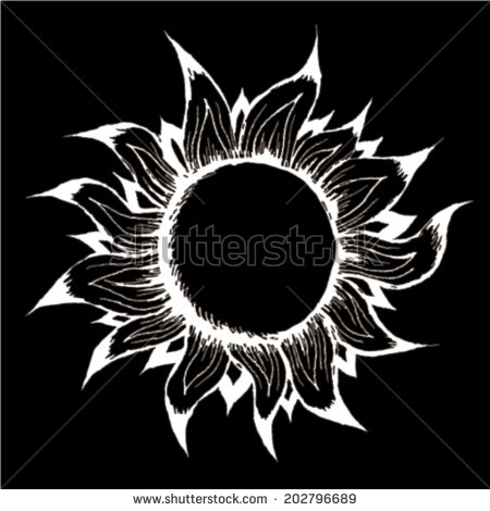 Black and White Sun Vector