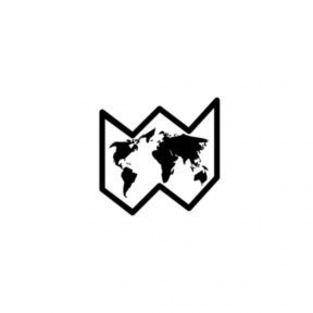 Black and White World Map Icon