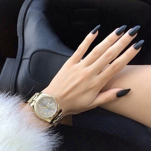 Black Matte Pointy Nails Tumblr