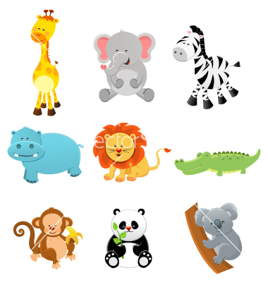 Cartoon Baby Safari Animals