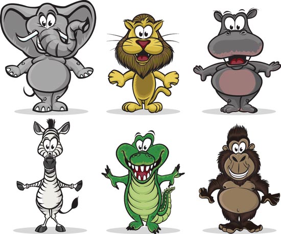 18 Cartoon Baby Jungle Animals Vector Images