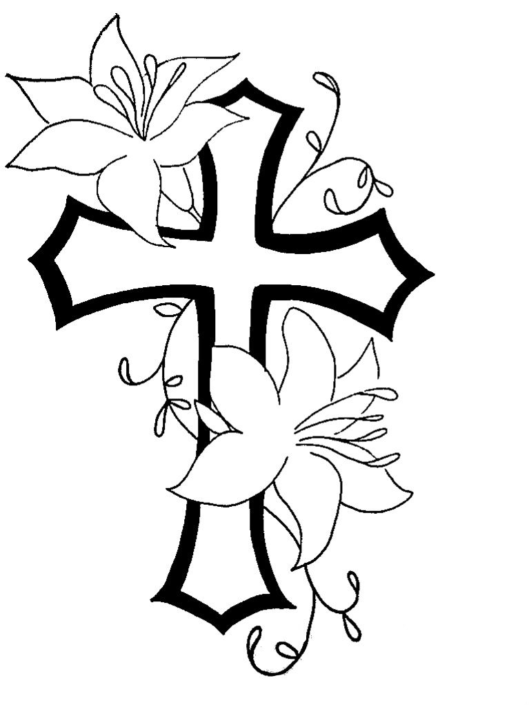 Cross with Flowers Drawings