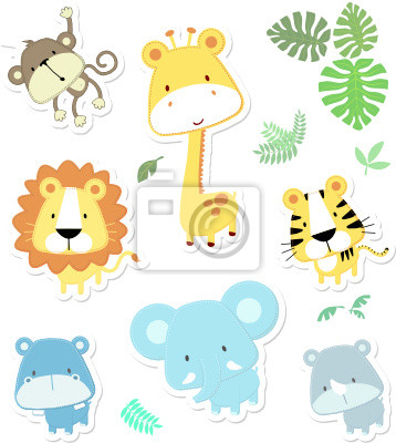 Cute Cartoon Baby Jungle Animals