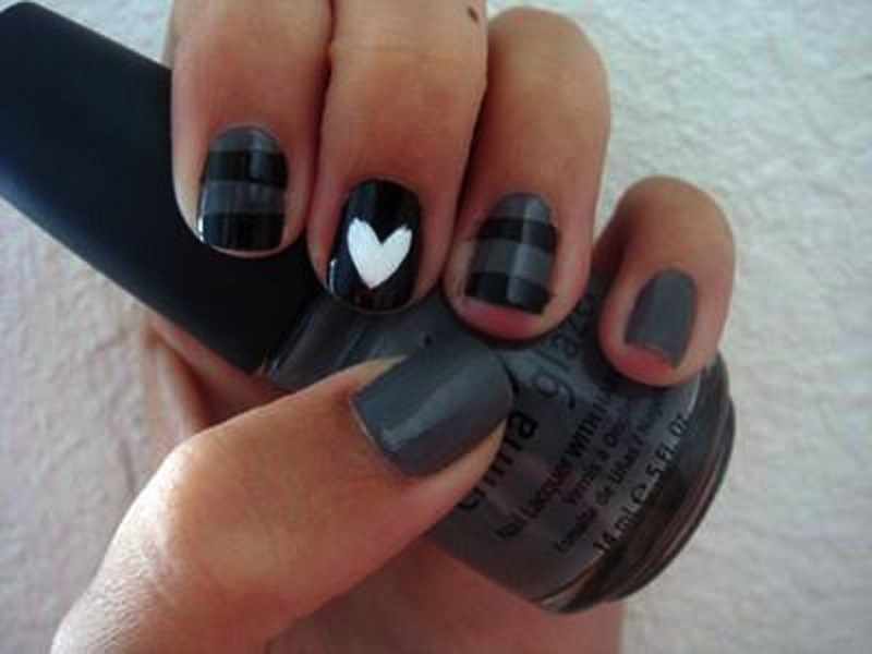 Cute Nail Designs Black and Grey