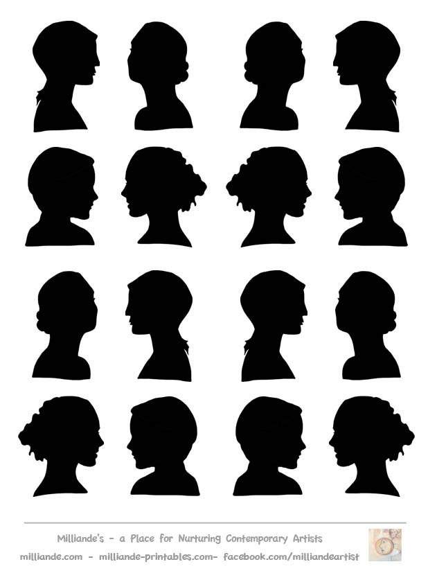 Female Face Silhouette Stencil