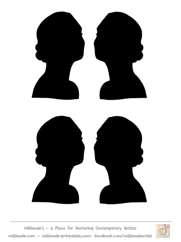 Female Face Silhouette Stencil
