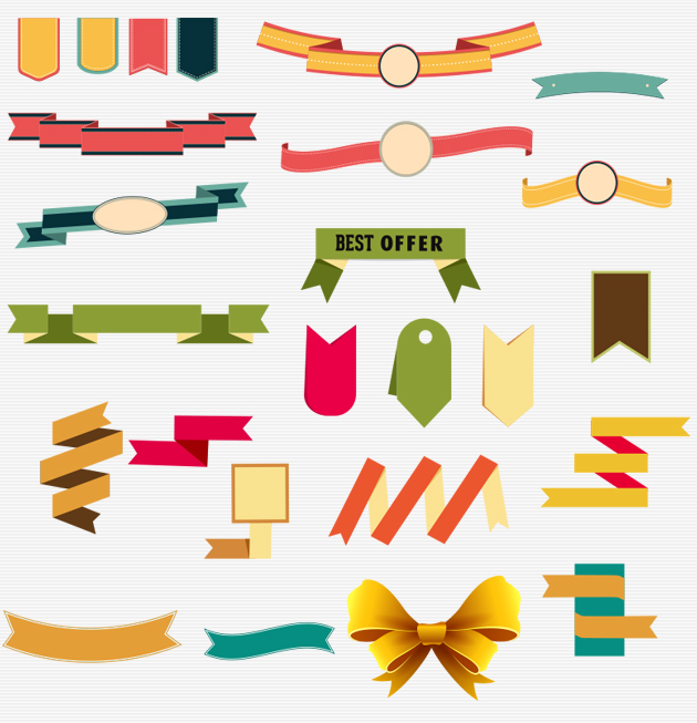 Flat Ribbons Vector Free