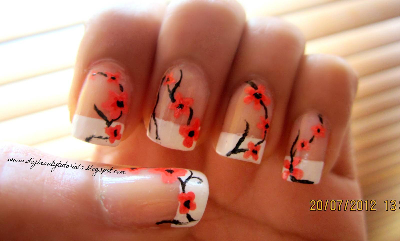 14 Orange Nail Art Design Flowers Images