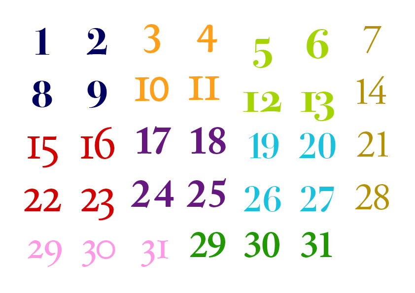 Font Calendar Numbers Font Calendar Numbers