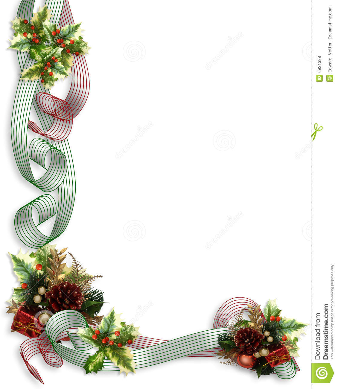 Free Christmas Holly Ribbon Border