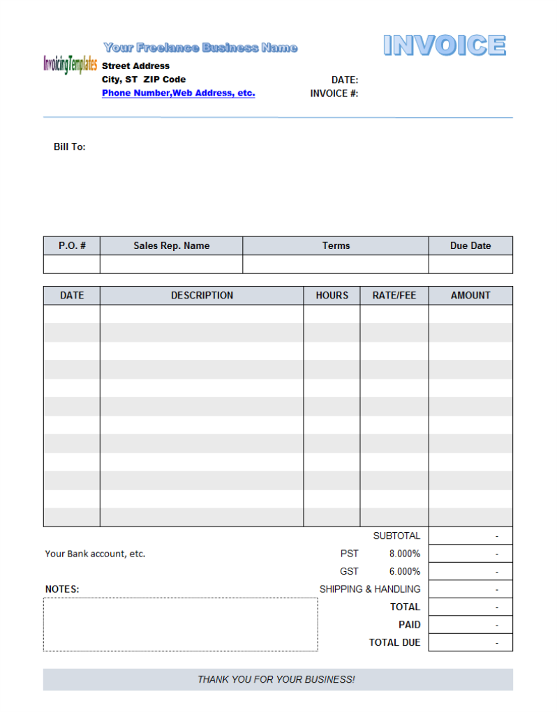 Free Fillable Invoice Template