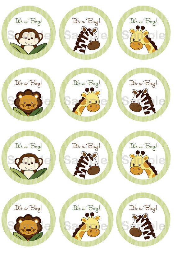 Free Printable Baby Jungle Animal Cupcake Toppers