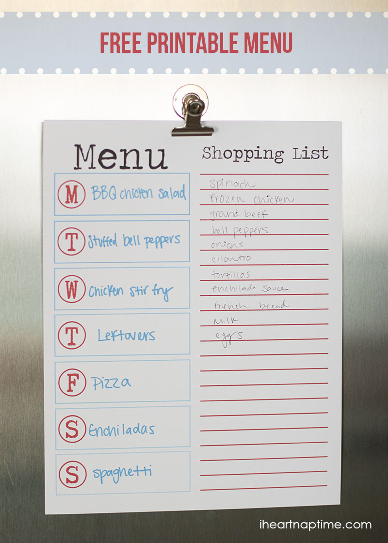 Free Printable Menu Planners