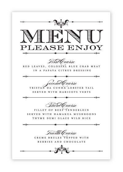 Free Printable Wedding Menu Templates Free Printable Wedding Menu Templates