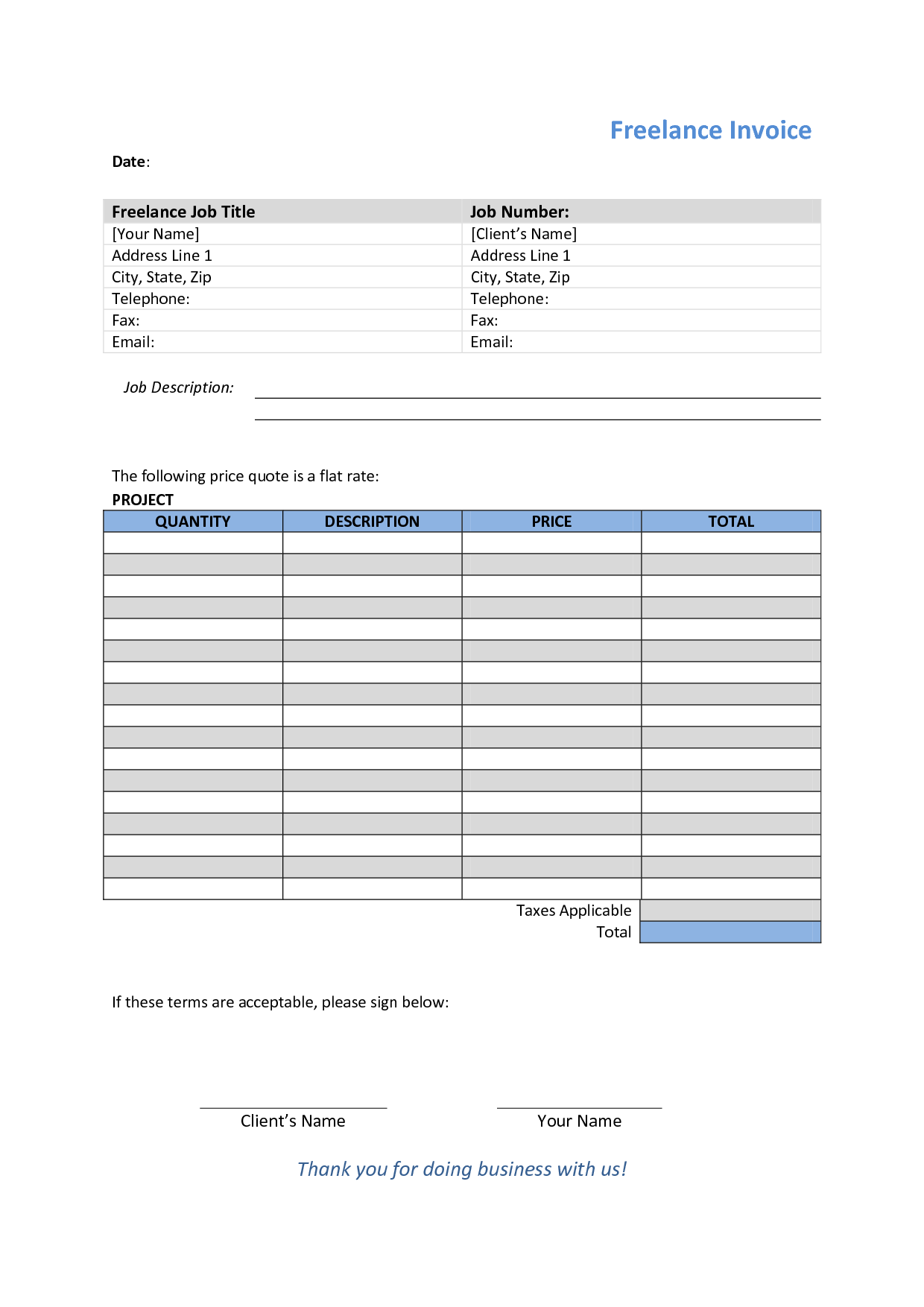 Freelance Invoice Template