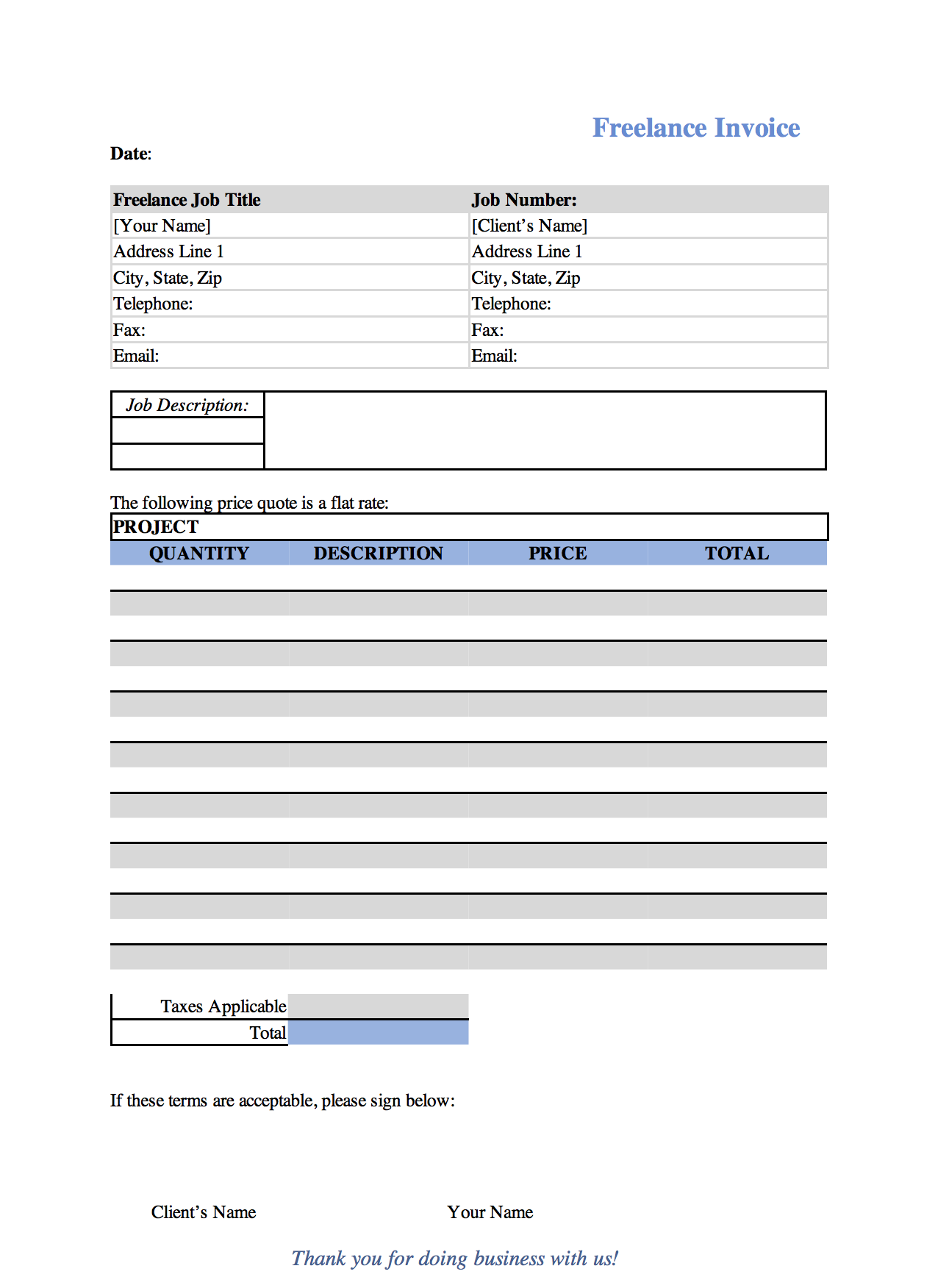 Freelance Invoice Template