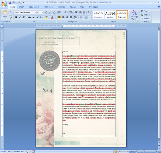 Graphic Design Page Microsoft Word