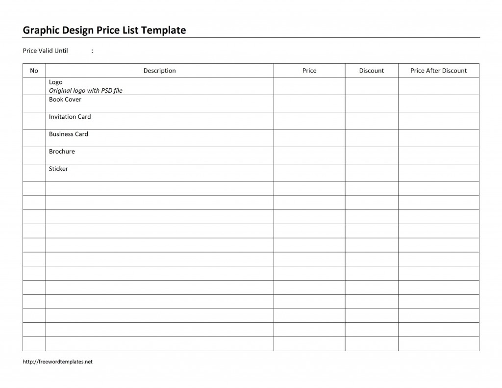 Graphic Design Price List Template Graphic Design Price List Template