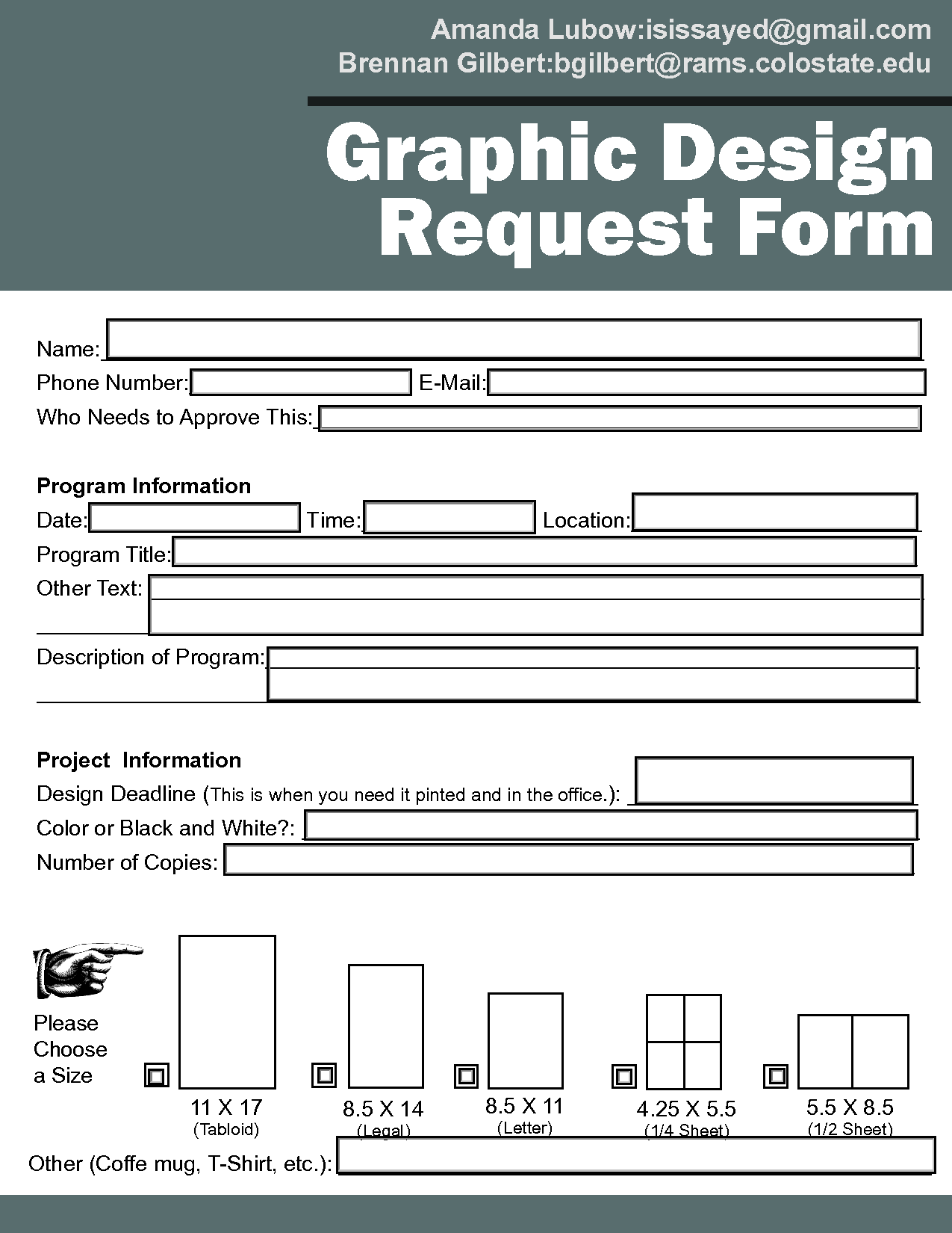 Graphic Design Request Form Template