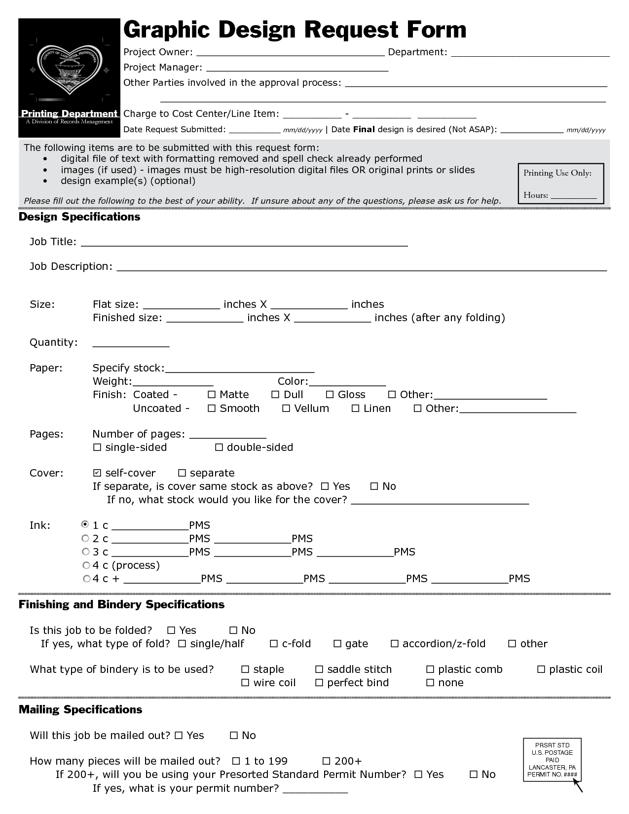 Graphic Design Request Form Template