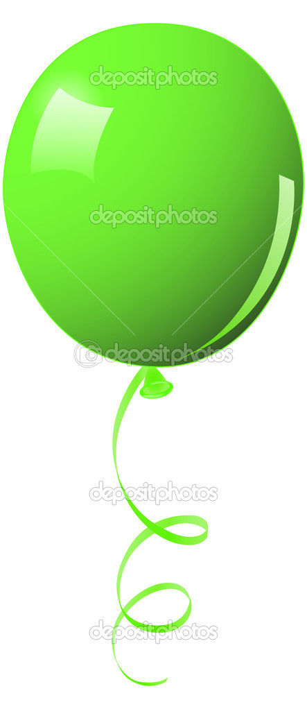 Green Balloon with String