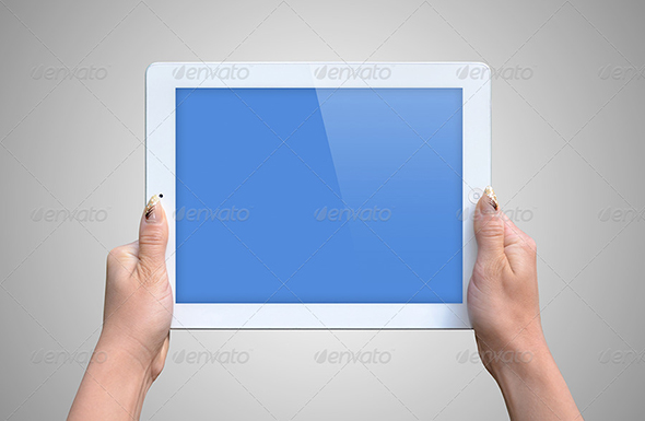 Hands Holding iPad PSD Mockup Free