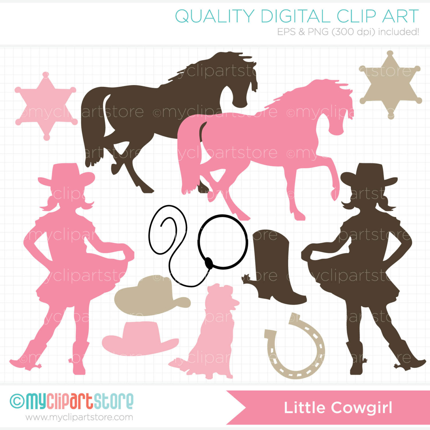 Little Cowgirl Silhouette Clip Art