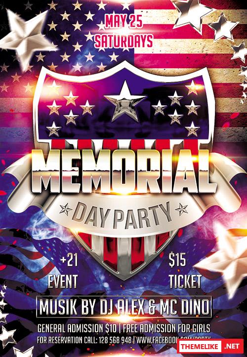 Memorial Day Party Flyer Template