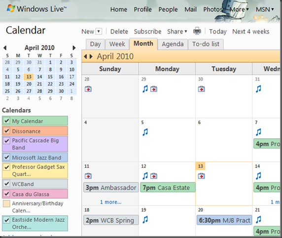 Microsoft Outlook 2010 Calendar