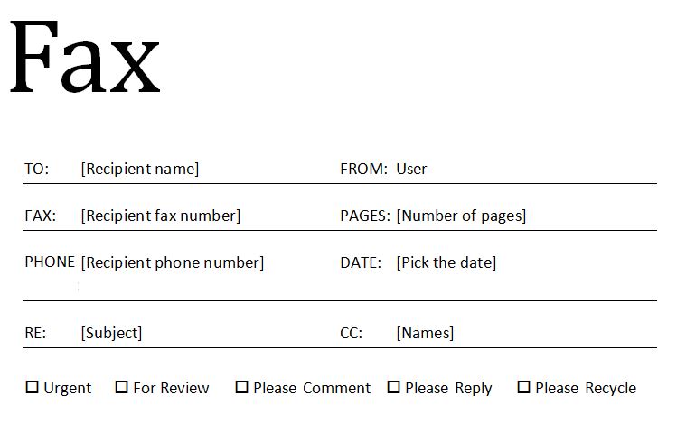 Microsoft Word Fax Cover Sheet Template