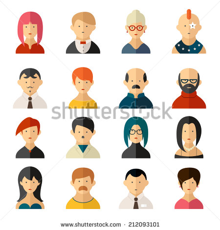 Old Man Images Women Different Color Icon