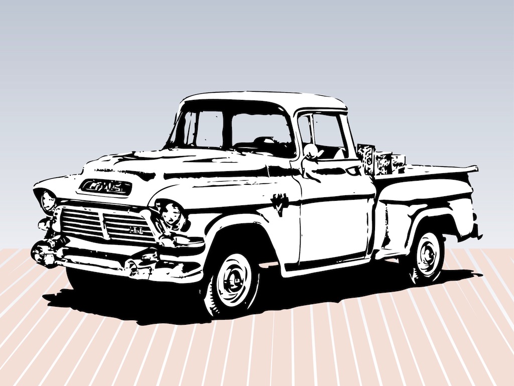 Old Truck Clip Art Black and White