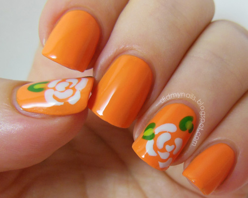 Orange Nail Designs with Color