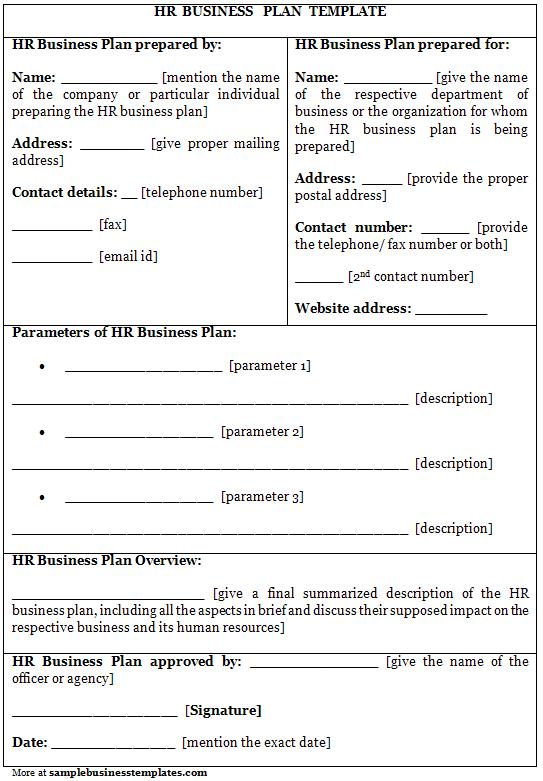 Sample Business Plan Template