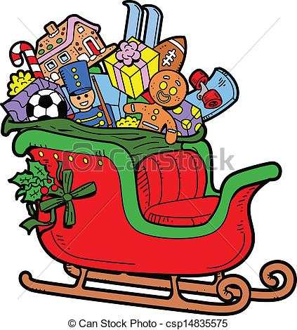 Santa Sleigh with Toys Clip Art