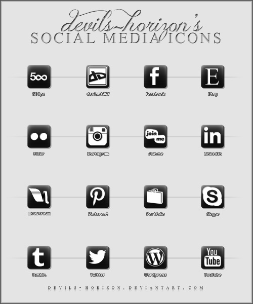 Social Media Icons Black and White