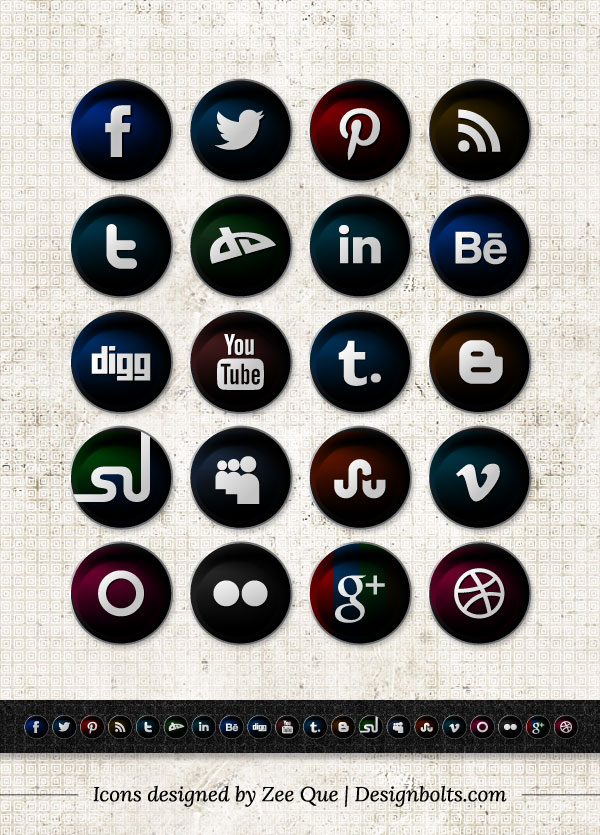 Social Media Icons Vector Black and White