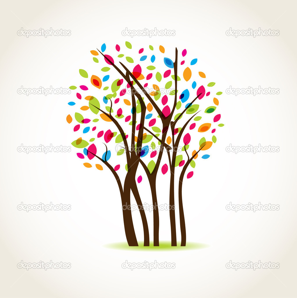 Spring Tree Clip Art Colorful