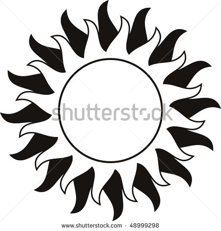 Sun Tattoo Black And White Stock Vector