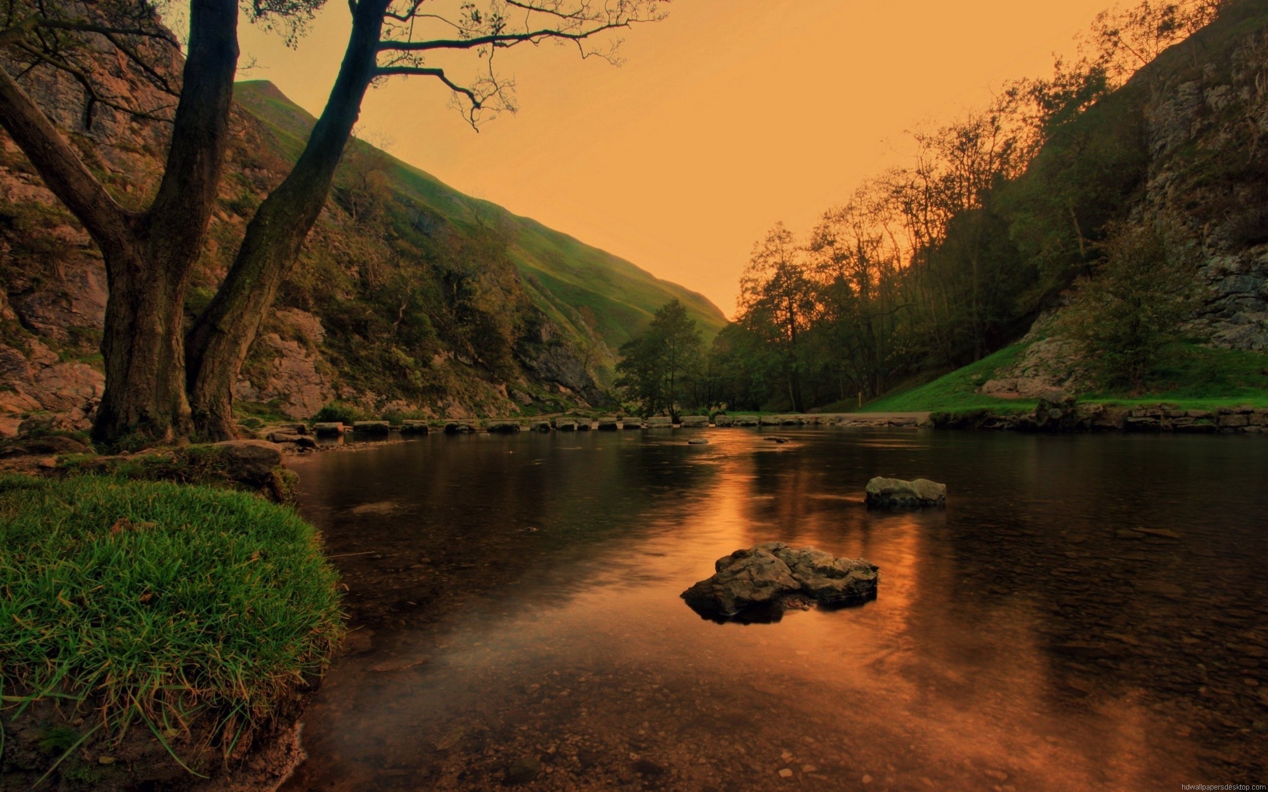 Sunset Mountain Lake Landscape