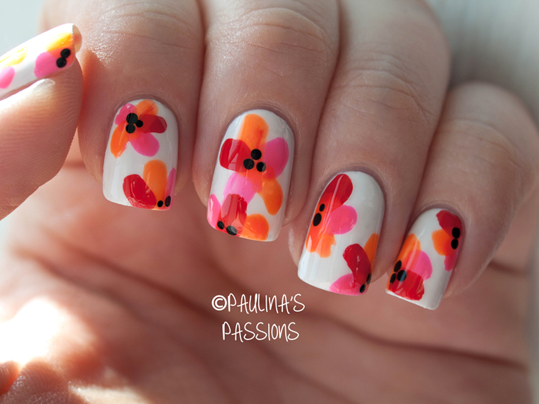 Tropical Flower Nail Designs