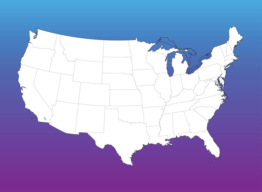 United States Map Solid Vector