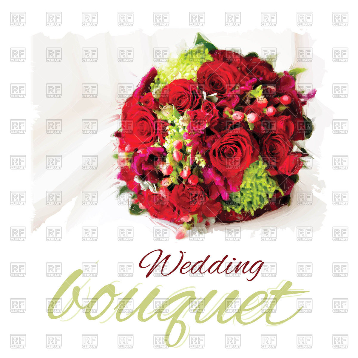 Wedding Bouquet of Roses Clip Art