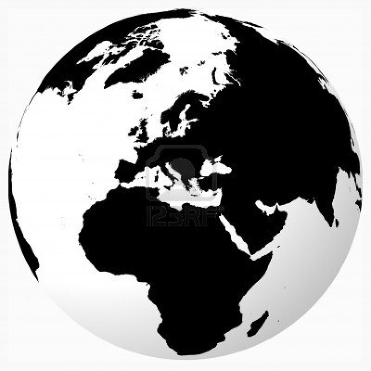 World Globe Black and White