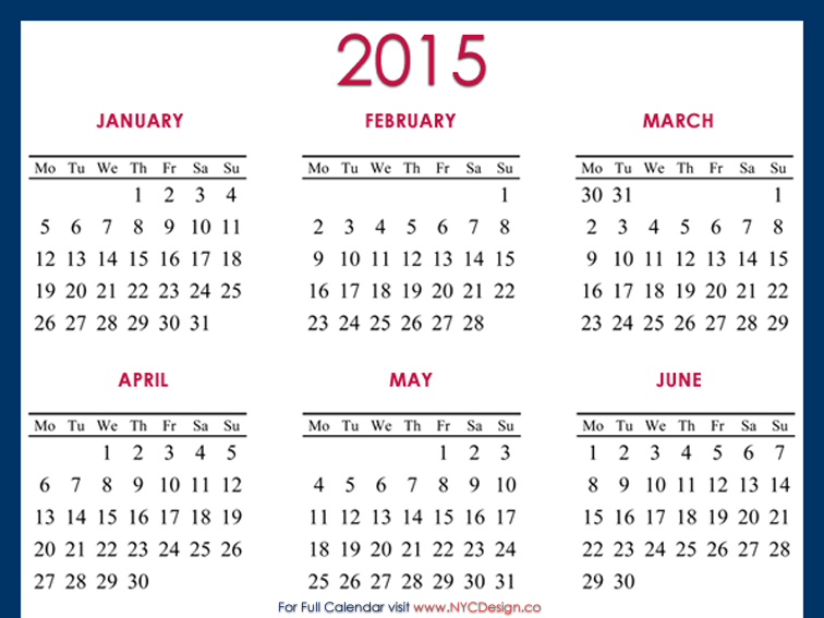 2015 Calendar Printable 8 X 10 Vertical